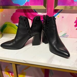Steve Madden Black Studded Leather Ankle Booties